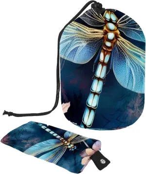 Beautiful Dragonfly Pattern Travel Cosmetic Bags Makeup Bag for Women, Foldable Drawstring Travel Cosmetic Bags, Portable Toiletry Bucket Bag