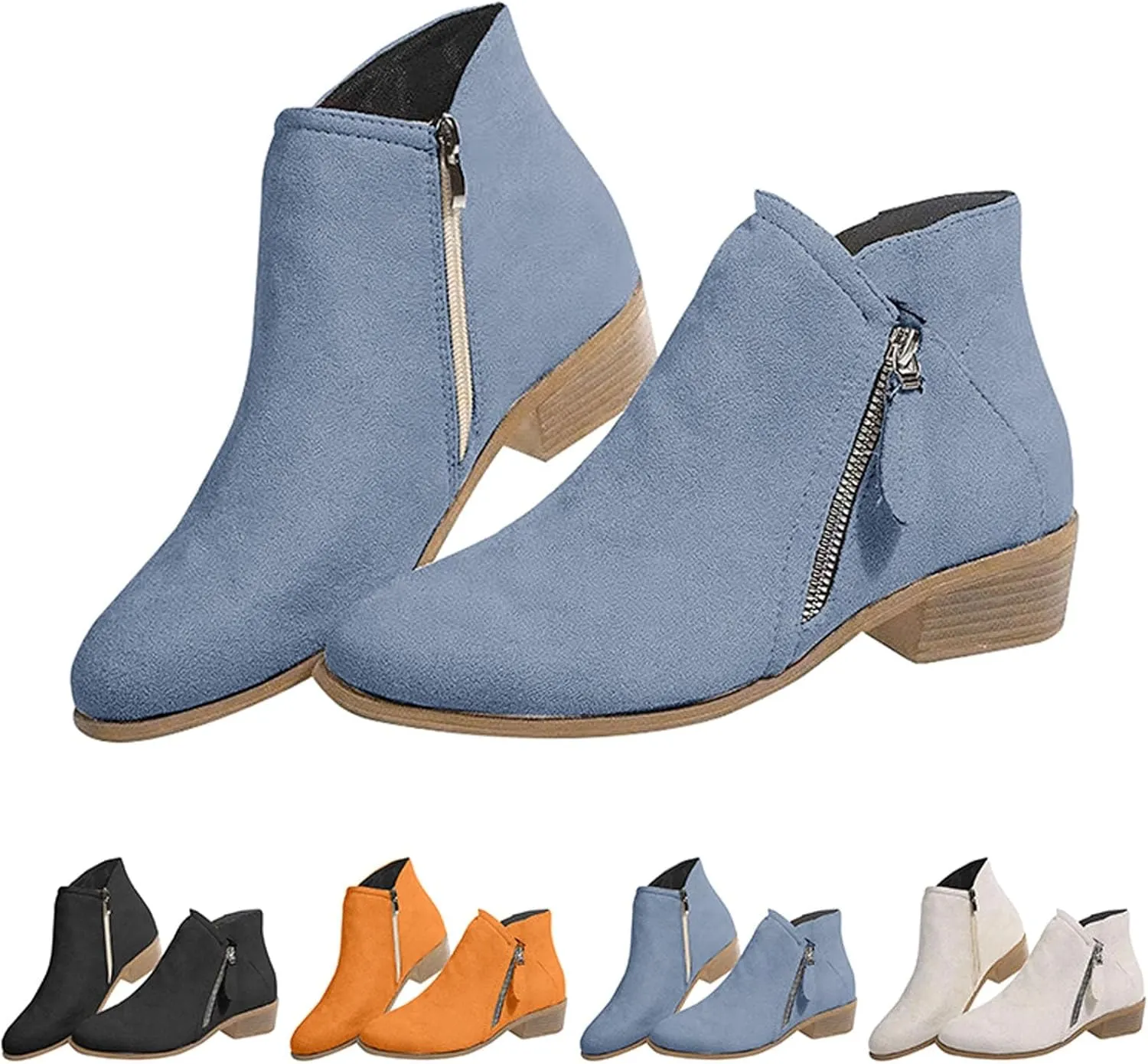 Black Cowboy Boots for Women Ankle Square Toe Booties for Women Ankle Wedge Boots for Women Flat Boot Laces Casual Round Head Low Heel Comfortable Pointed Toe