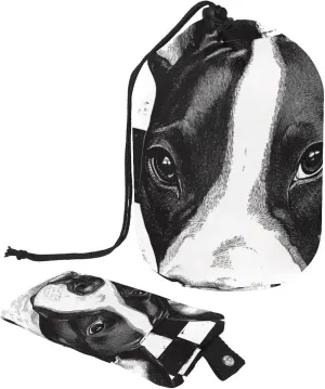 Black White Hipster Bull Terrier Dog 49 Travel Cosmetic Bags Makeup Bag for Women, Foldable Drawstring Travel Cosmetic Bags, Portable Toiletry Bucket Bag