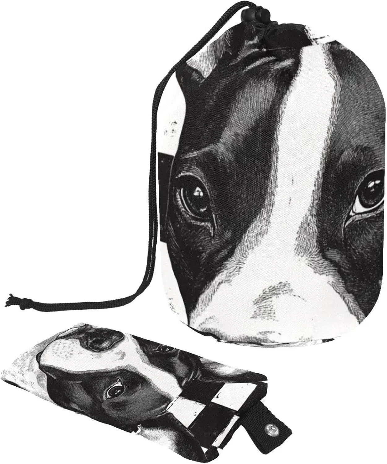 Black White Hipster Bull Terrier Dog 49 Travel Cosmetic Bags Makeup Bag for Women, Foldable Drawstring Travel Cosmetic Bags, Portable Toiletry Bucket Bag