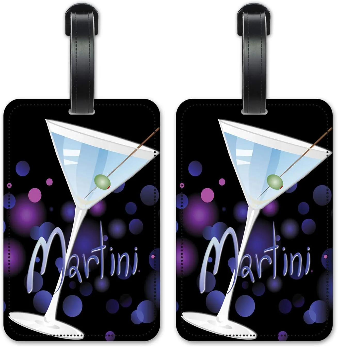 Blue Martini - Luggage ID Tags - Suitcase Identification Cards - Set of 2