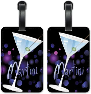 Blue Martini - Luggage ID Tags - Suitcase Identification Cards - Set of 2