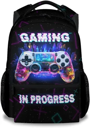 Boys Backpack - 17 Inch Large Capacity Gamer Bookbag - Lightweight Kids' Gamepad Backpacks for Elementary & Travel