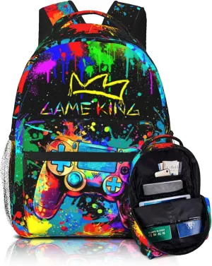 Boys Backpack For Kids School Backpack For Boys Children Game Bookbag Teens Elementary Middle School Backpacks for Boy 6-18 Waterproof Lightweight 17 Inches Travel Back Pack
