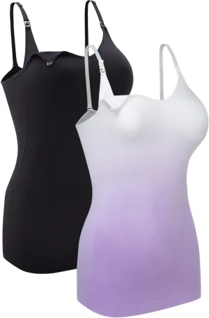 BRLIDO Womens Nursing Tank Tops Built in Bra for Breastfeeding Maternity Camisole Brasieres