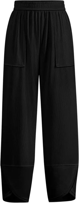 BTFBM Women's Wide Leg Palazzo Harem Pants Casual Loose Elastic Waist Sweatpants 2024 Fall Baggy Long Trousers Pockets