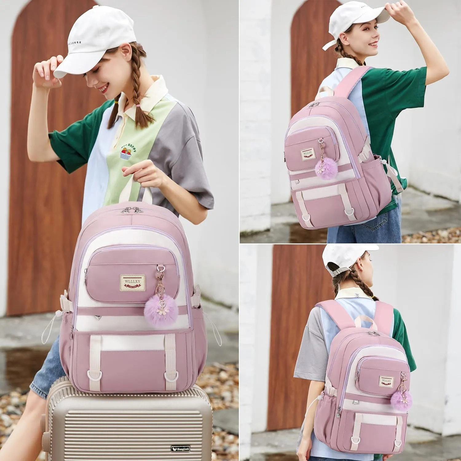 Caoroky knight Laptop Backpack Purse 15.6 inch School Bag College Back Pack Anti Theft Travel Backpacks Large Bookbag for Teens Girls Women Students Casual Daypack - Purple