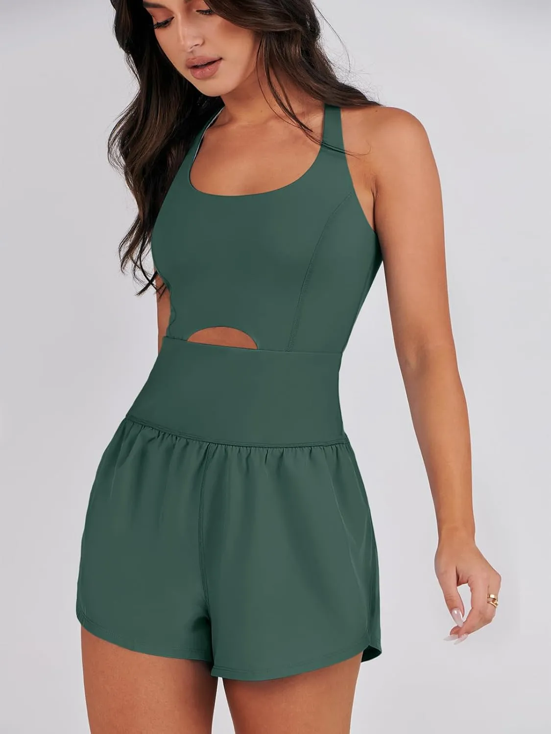 Caracilia Women's Workout Athletic Romper Summer Sets Short Jumpsuits Onesie Running Outfits Exercise Gym 2025 Trendy Clothes