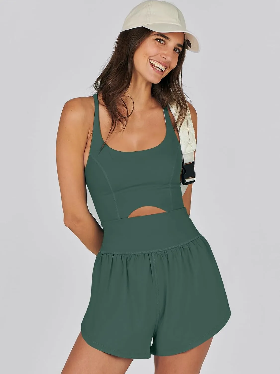 Caracilia Women's Workout Athletic Romper Summer Sets Short Jumpsuits Onesie Running Outfits Exercise Gym 2025 Trendy Clothes