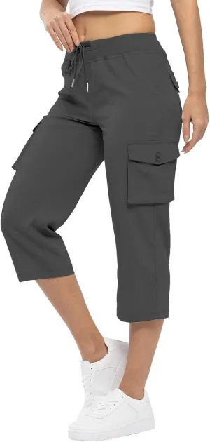 Cargo Capris for Women with Pockets Cropped Jogger Cargo Pants Plus Size Lightweight Capri Cargos Trousers