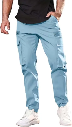 Cargo Pants for Men Big Tall Cotton Casual Cargo Work Pants Baggy Joggers Athletic Pants Loose Straight Sweatpants