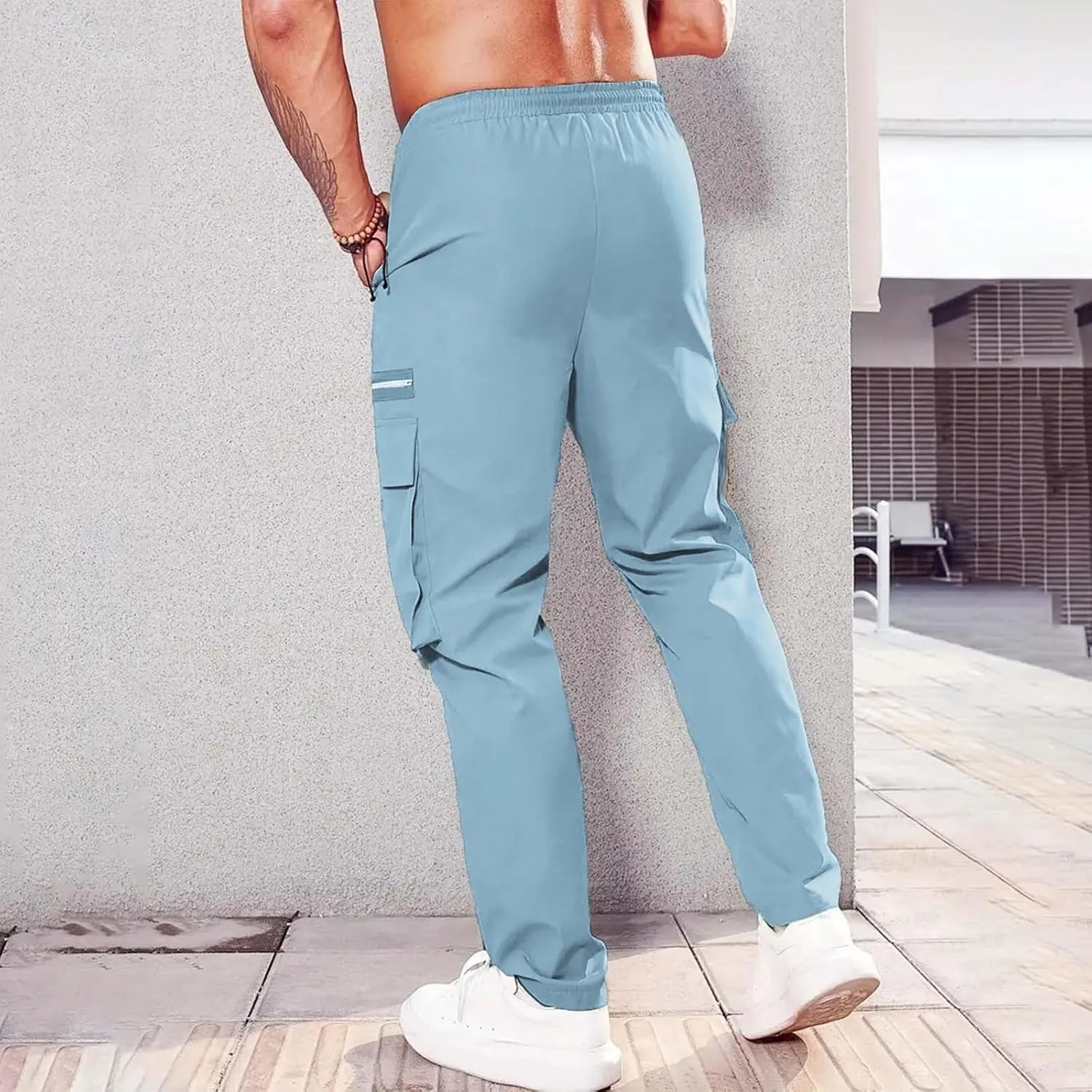 Cargo Pants for Men Big Tall Cotton Casual Cargo Work Pants Baggy Joggers Athletic Pants Loose Straight Sweatpants
