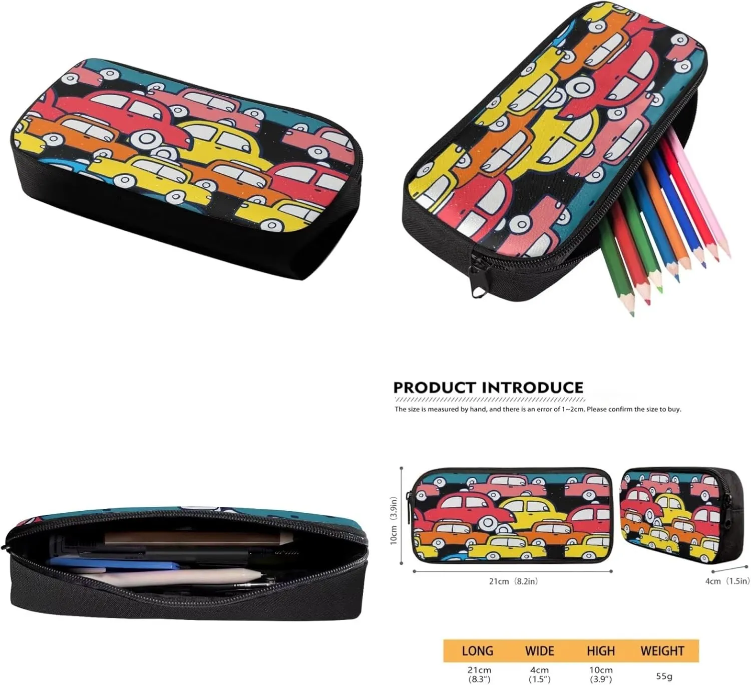 Cartoon Car Large School Backpack for Teen Boys 17 inch Bookbag for Teens 12-14 for Elementary Primary Student Kids School Bag Set with Lunch Box Pencil Case School Supplies Set