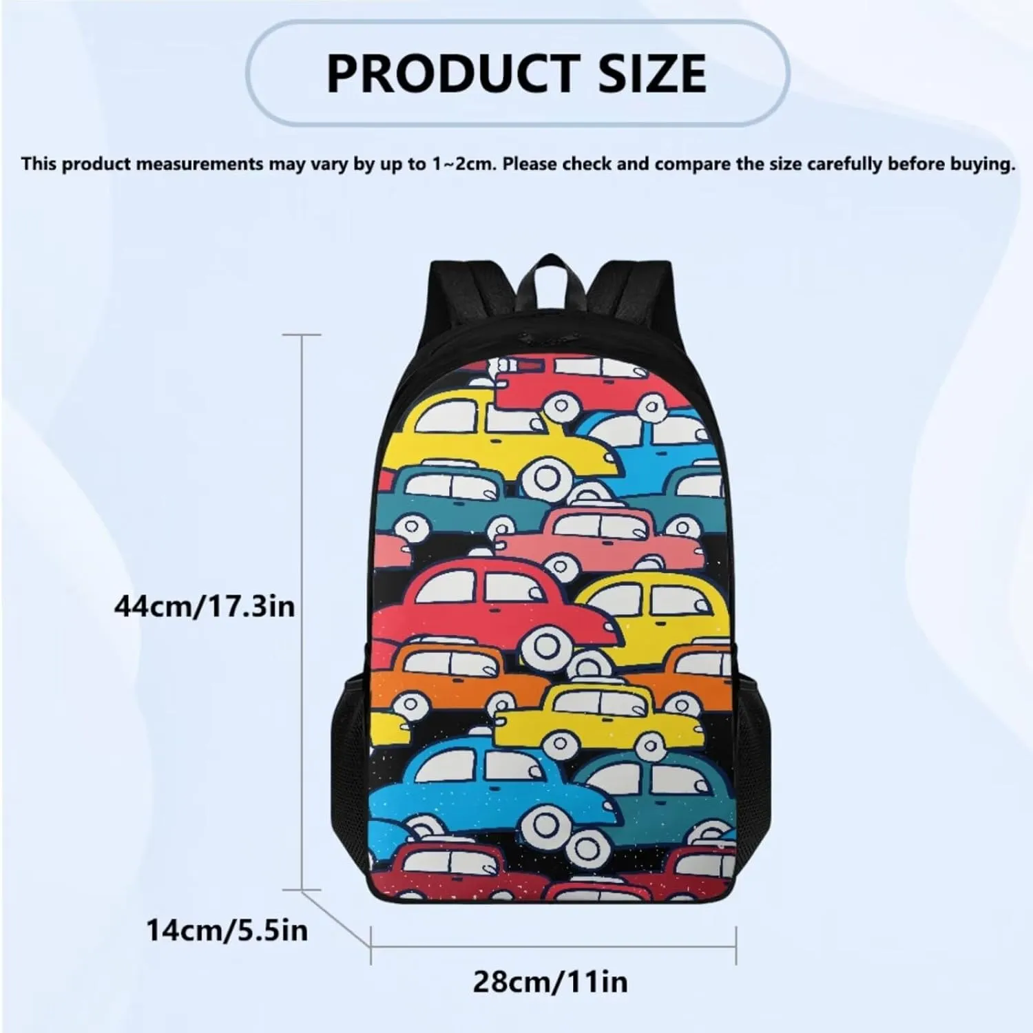Cartoon Car Large School Backpack for Teen Boys 17 inch Bookbag for Teens 12-14 for Elementary Primary Student Kids School Bag Set with Lunch Box Pencil Case School Supplies Set