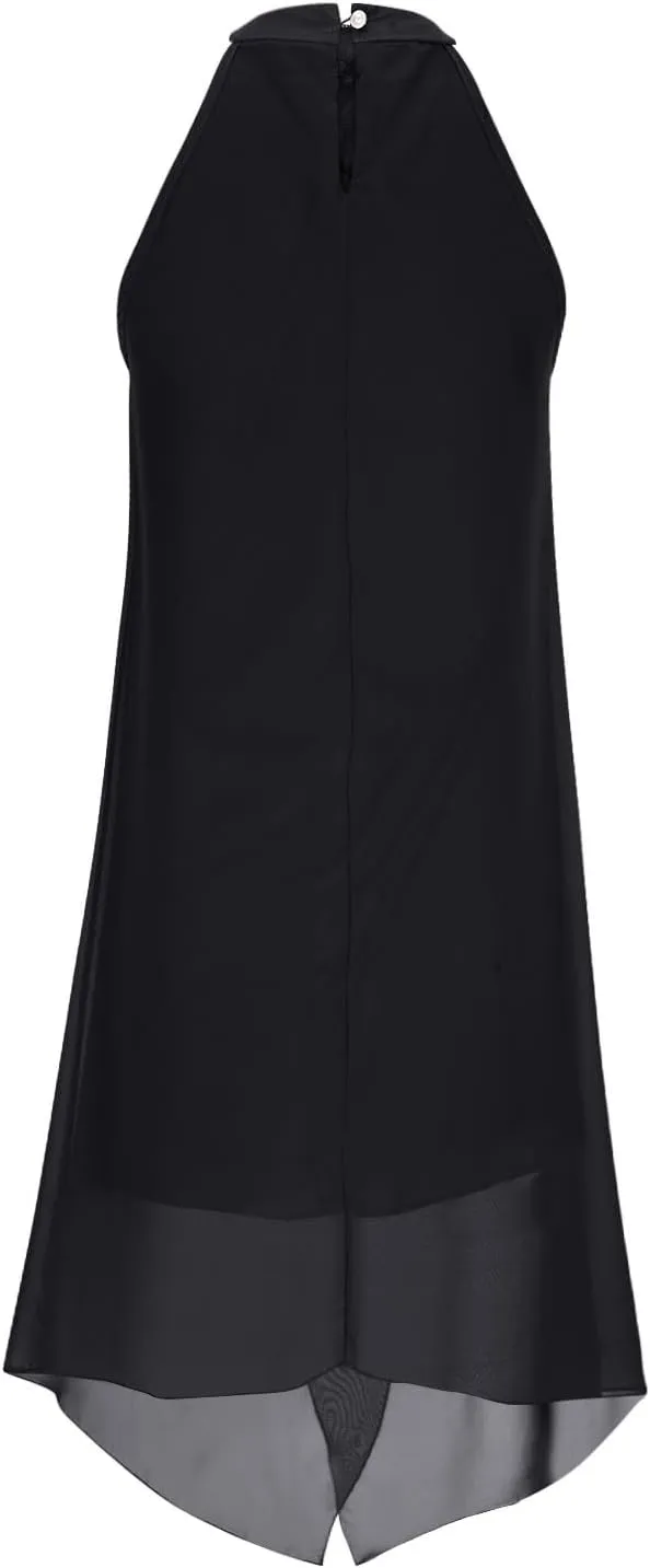 Chiffon Halter Dress for Women Dressy Tiered Evening Cocktail Party Dress Plus Size Choker Neck Swing Midi Sundress