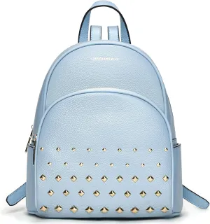 Chrysansmile Backpacks for Women Genuine Leather Mini Backpack Womens Blue Travel Backpack Purse