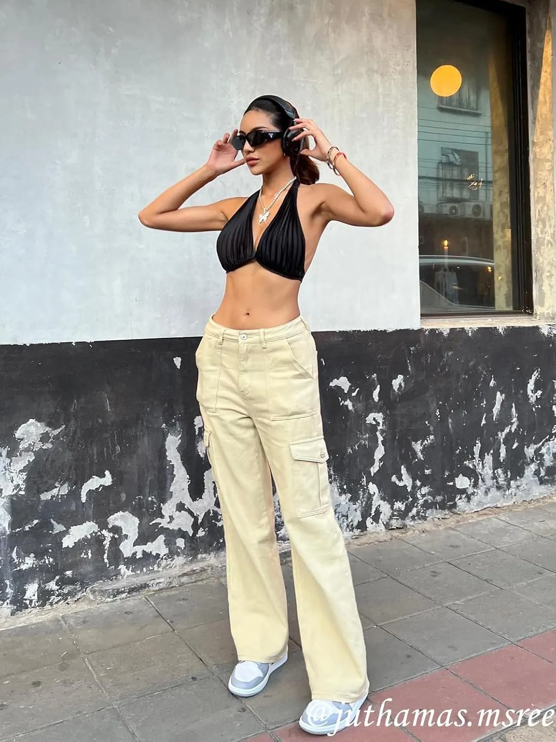 CIDER Alessia Solid Cargo Jeans
