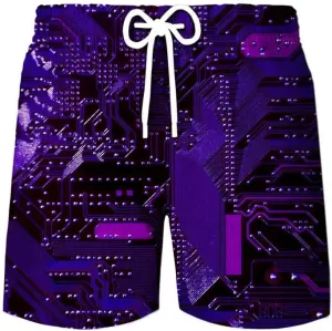 Circuit Board Graphic Shorts Pants Men Summer Beach Shorts 3D Printing Swimsuit Gym Surf Swim Trunks
