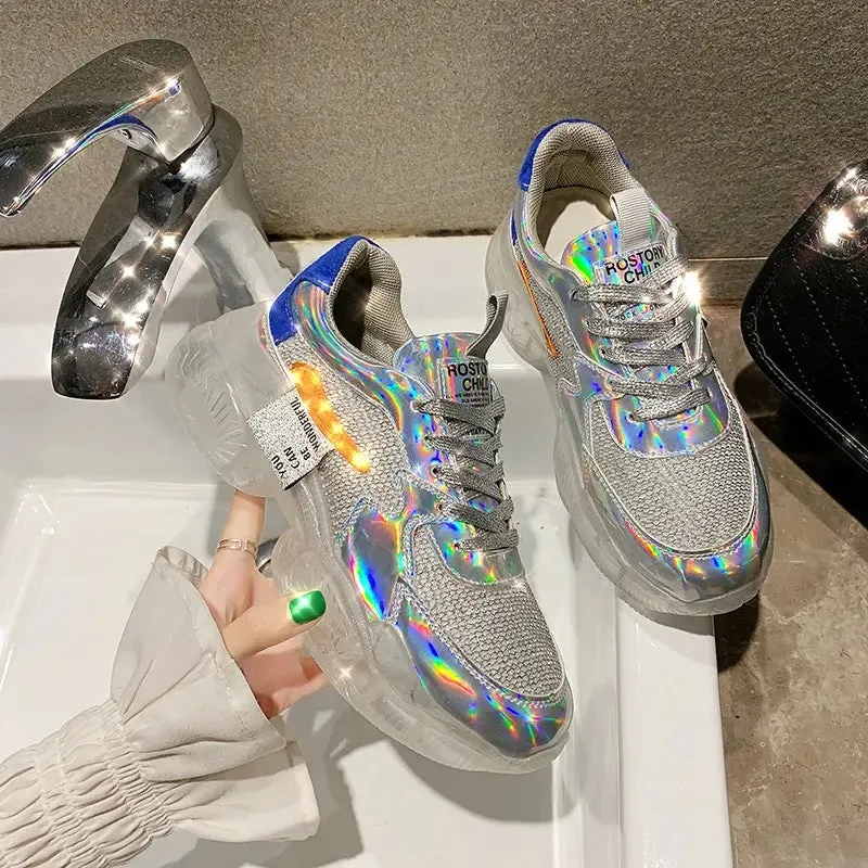 Classic four seasons fashion shoes crystal jelly rainbow bottom daddy shoes Fashion women casual shoes women fashion shoes
