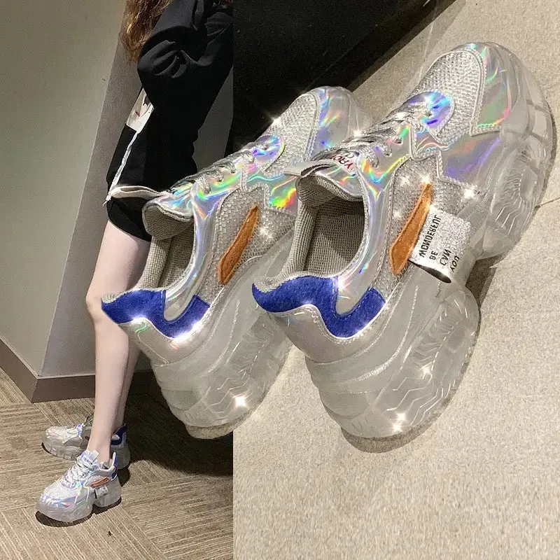 Classic four seasons fashion shoes crystal jelly rainbow bottom daddy shoes Fashion women casual shoes women fashion shoes