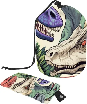 Colorful Art Dinosaur Pattern Travel Cosmetic Bags Makeup Bag for Women, Foldable Drawstring Travel Cosmetic Bags, Portable Toiletry Bucket Bag