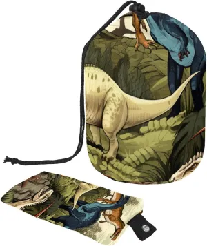 Colorful Cartoon Dinosaur Travel Cosmetic Bags Makeup Bag for Women, Foldable Drawstring Travel Cosmetic Bags, Portable Toiletry Bucket Bag