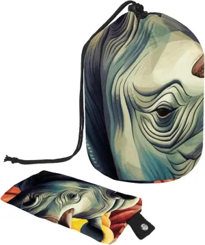 Colorful Rhino 61 Travel Cosmetic Bags Makeup Bag for Women, Foldable Drawstring Travel Cosmetic Bags, Portable Toiletry Bucket Bag