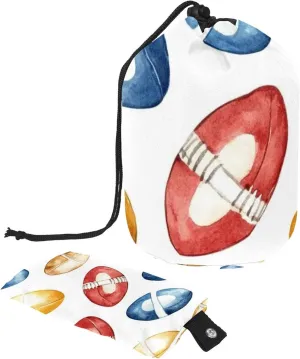 Colorful Rugby Ball 49 Travel Cosmetic Bags Makeup Bag for Women, Foldable Drawstring Travel Cosmetic Bags, Portable Toiletry Bucket Bag