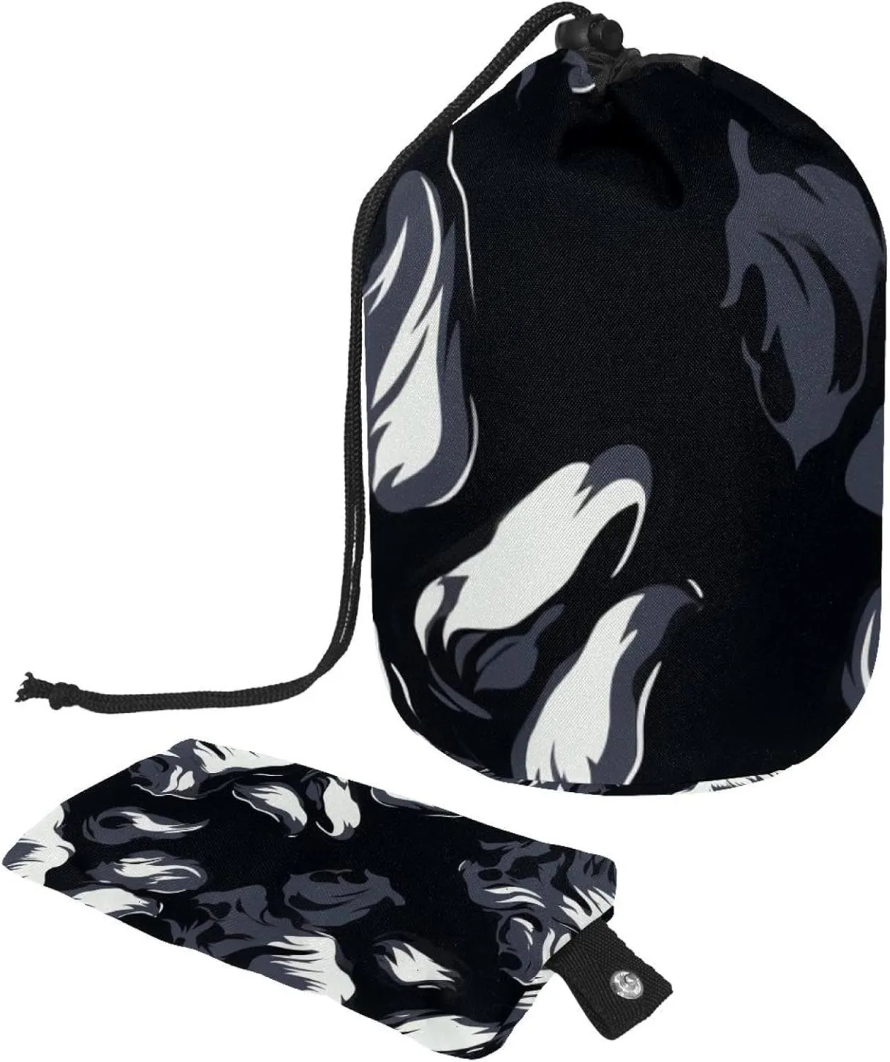 Cool Caricature Paw Print Travel Cosmetic Bags Makeup Bag for Women, Foldable Drawstring Travel Cosmetic Bags, Portable Toiletry Bucket Bag