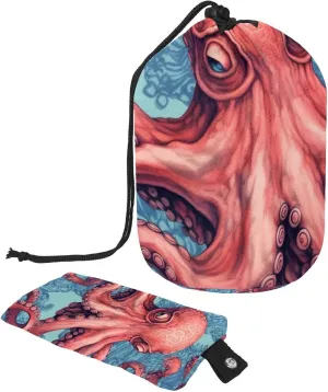 Cool Sea Animal Octopus Travel Cosmetic Bags Makeup Bag for Women, Foldable Drawstring Travel Cosmetic Bags, Portable Toiletry Bucket Bag