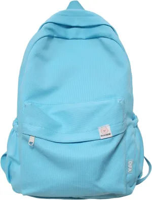 Cute Aesthetic Backpack Y2K Simple Solid Color Kawaii Backpacks Travel Laptop Backpack (Blue)
