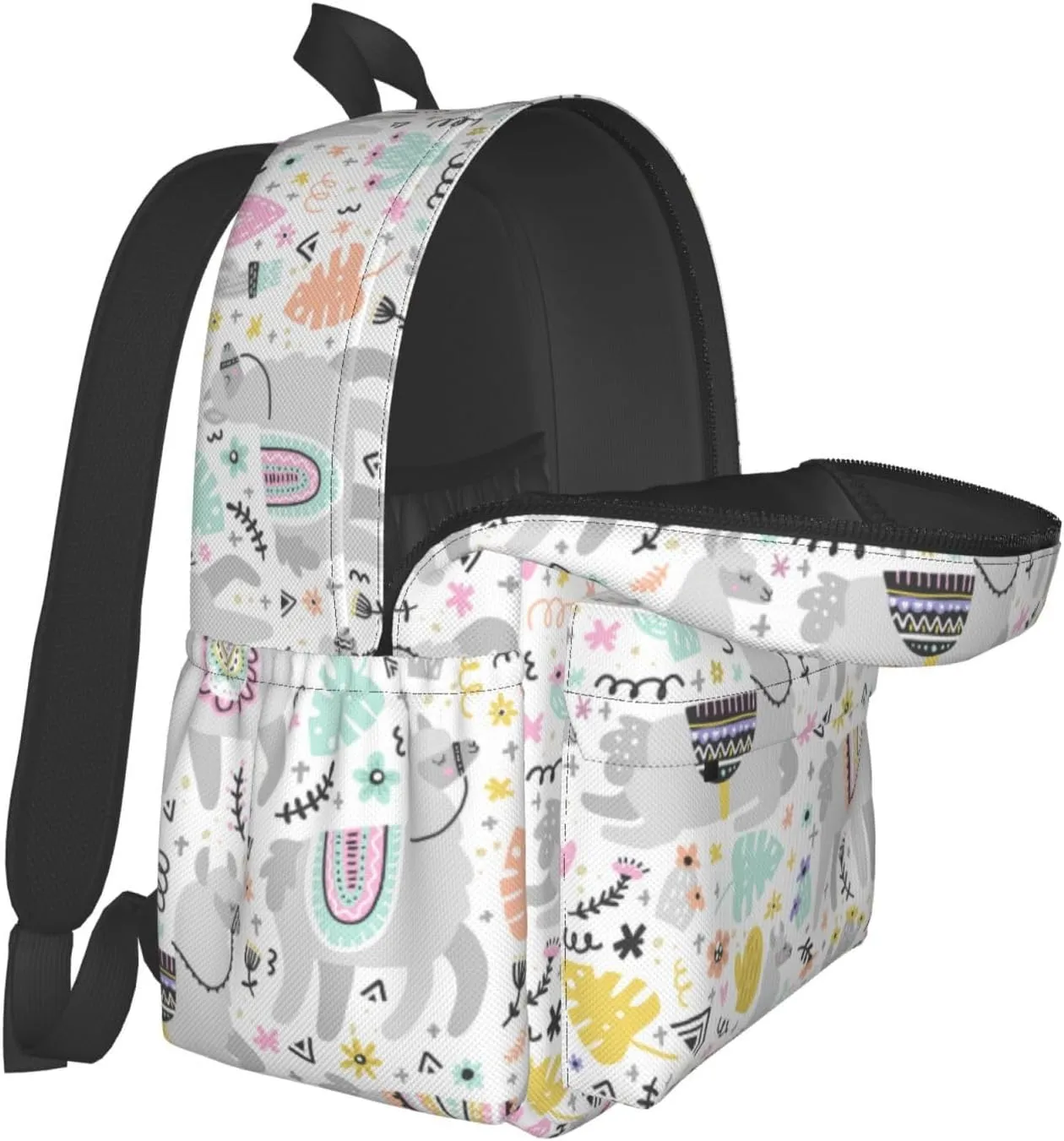 Cute Cactus Llama Laptop Commuter Backpack Shoulder Bag Casual Back Pack Daypack Bags With Side Pockets For Work Travel Daily Use