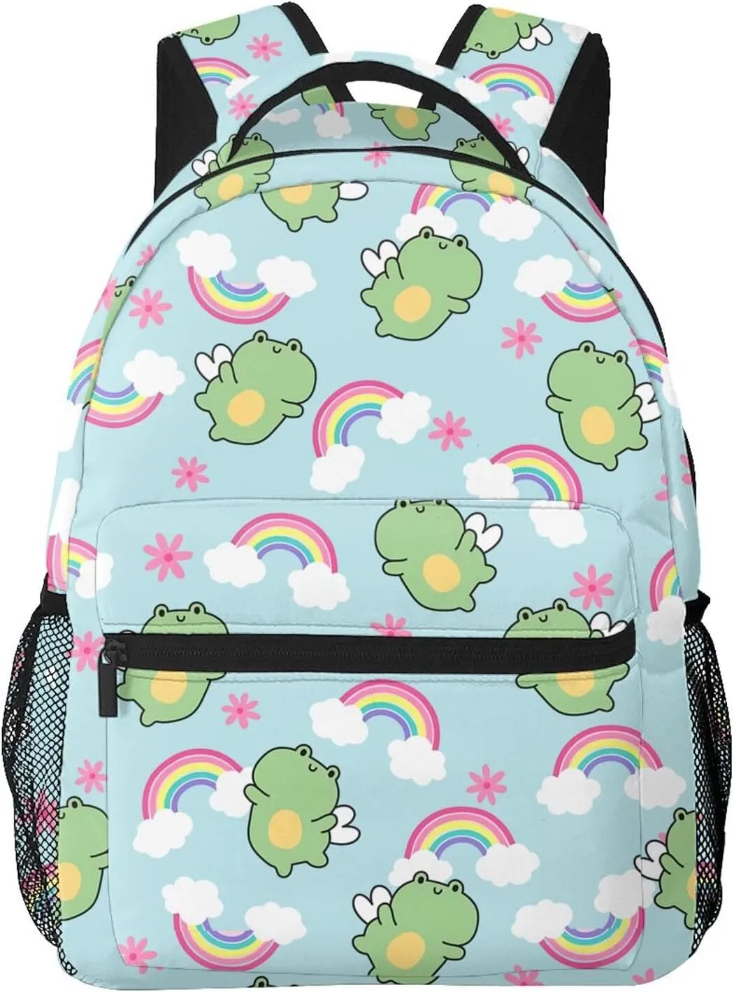 Cute Frog Backpack for Women Man Rainbow Lightweight Laptop Backpacks Book Bag Casual Daypacks for Hiking Travel College Office