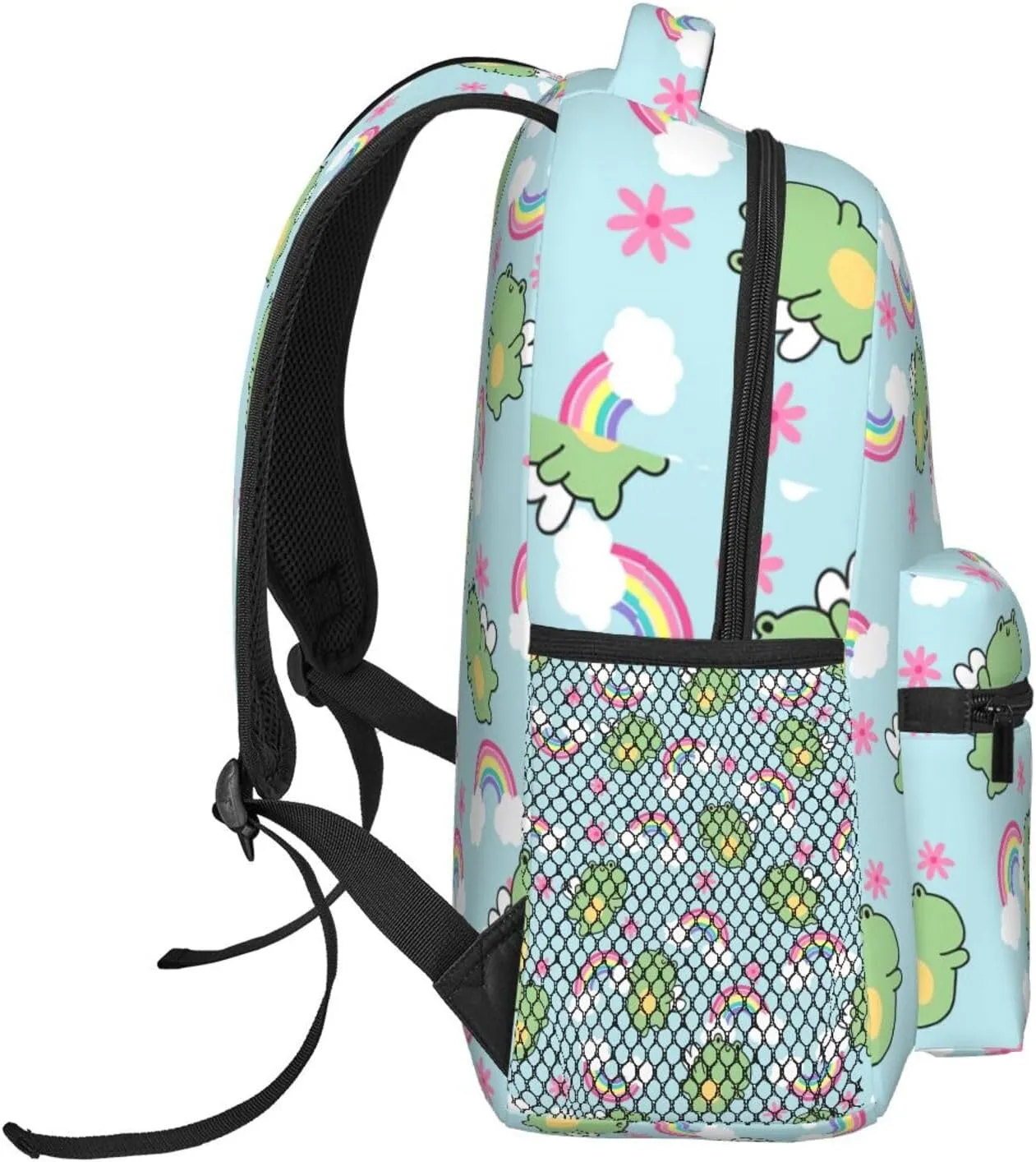 Cute Frog Backpack for Women Man Rainbow Lightweight Laptop Backpacks Book Bag Casual Daypacks for Hiking Travel College Office