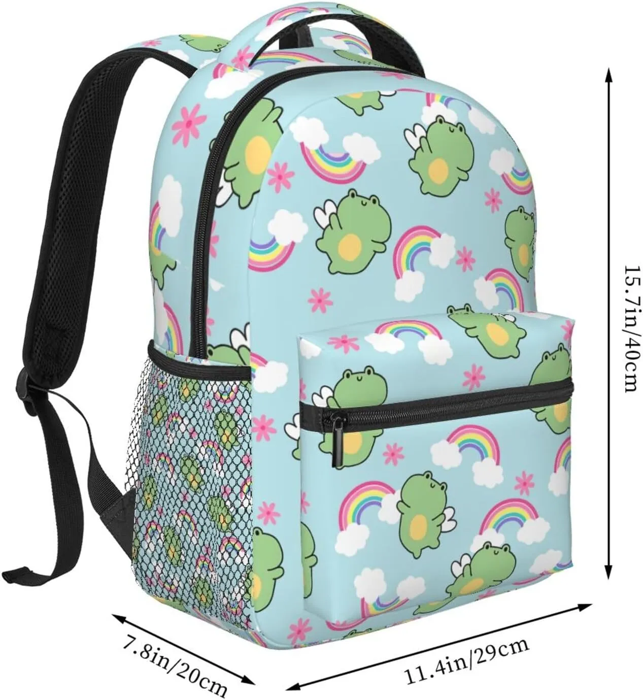 Cute Frog Backpack for Women Man Rainbow Lightweight Laptop Backpacks Book Bag Casual Daypacks for Hiking Travel College Office