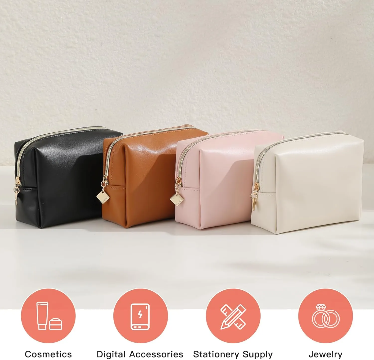 Cute Small Pouch, Makeup Cosmetic Bag,Make up Bag for Purse,Toiletry Zipper Pouch,Tech Bag,Electronic Organizer Travel Case,Storage Pouches for Organization Black