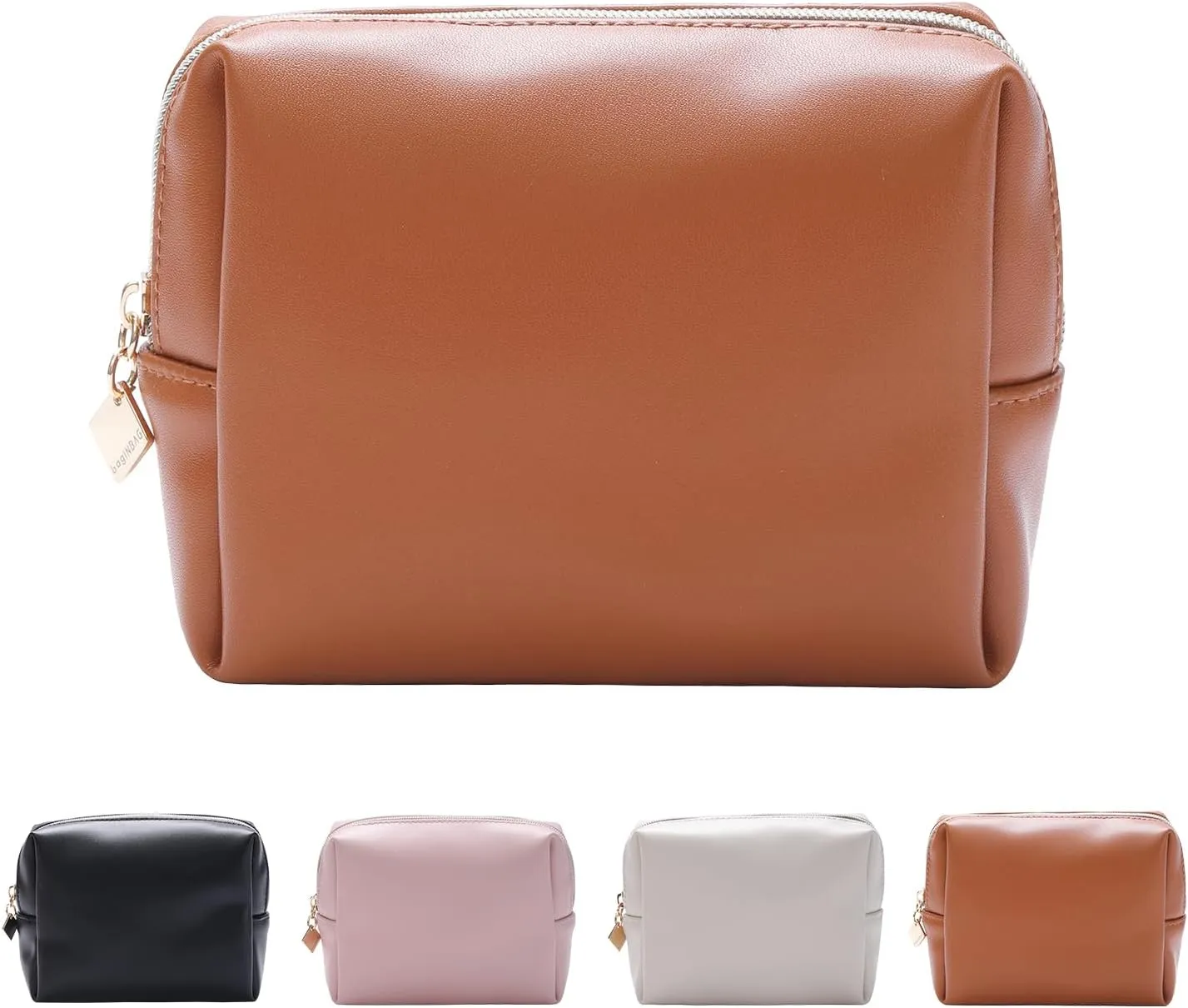 Cute Small Pouch, Makeup Cosmetic Bag,Make up Bag for Purse,Toiletry Zipper Pouch,Tech Bag,Electronic Organizer Travel Case,Storage Pouches for Organization Brown