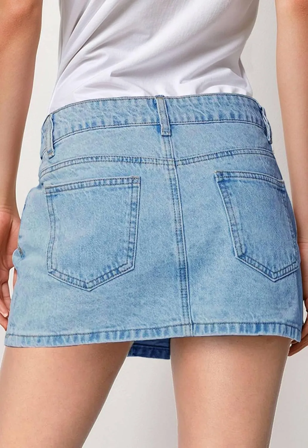 Denim Skort for Women with Shorts Stretchy Jean Skort Summer Casual High Waisted Denim Mini Skirt with Pockets