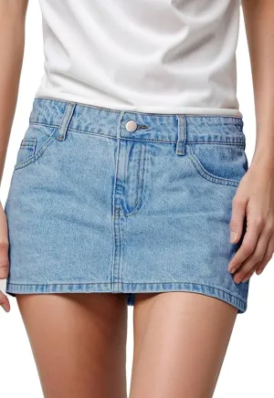 Denim Skort for Women with Shorts Stretchy Jean Skort Summer Casual High Waisted Denim Mini Skirt with Pockets