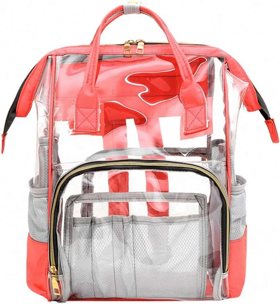 Designer Hollow Out Bag Bottle Bag Transparent Baby Bag Travel Backpack Hot Pink