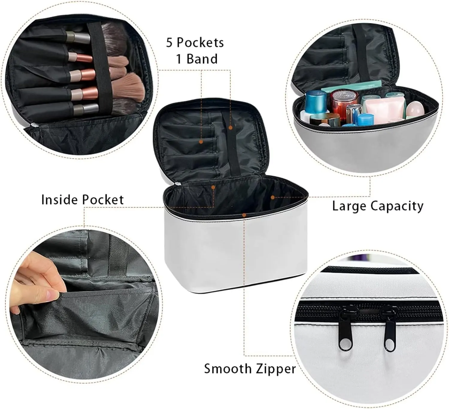 doginthehole Horse Sunset Cosmetic Bag Make Up Travel Bag for Women Sunflower Toiletry Bag Zipper Traveling Organizer Bag Large Portable Cosmetic Brush Bag with Handle