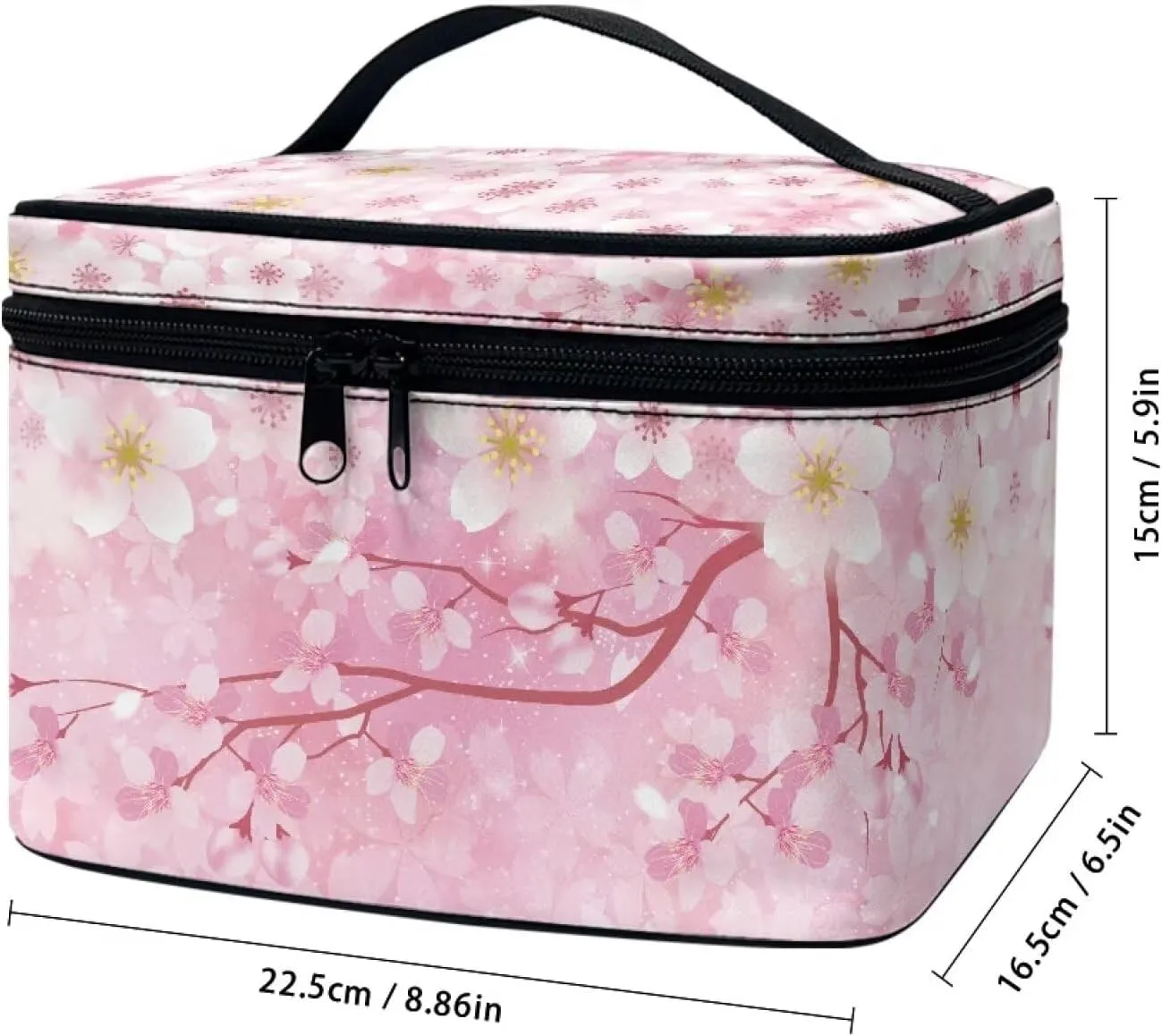 doginthehole Makeup Bag for Women Large Travel Makeup Bag Organizer Portable Toiletry Bag Aesthetic Pink Cherry Blossom Makeup Bags High Capacity Cosmetic Bag Makeup Case