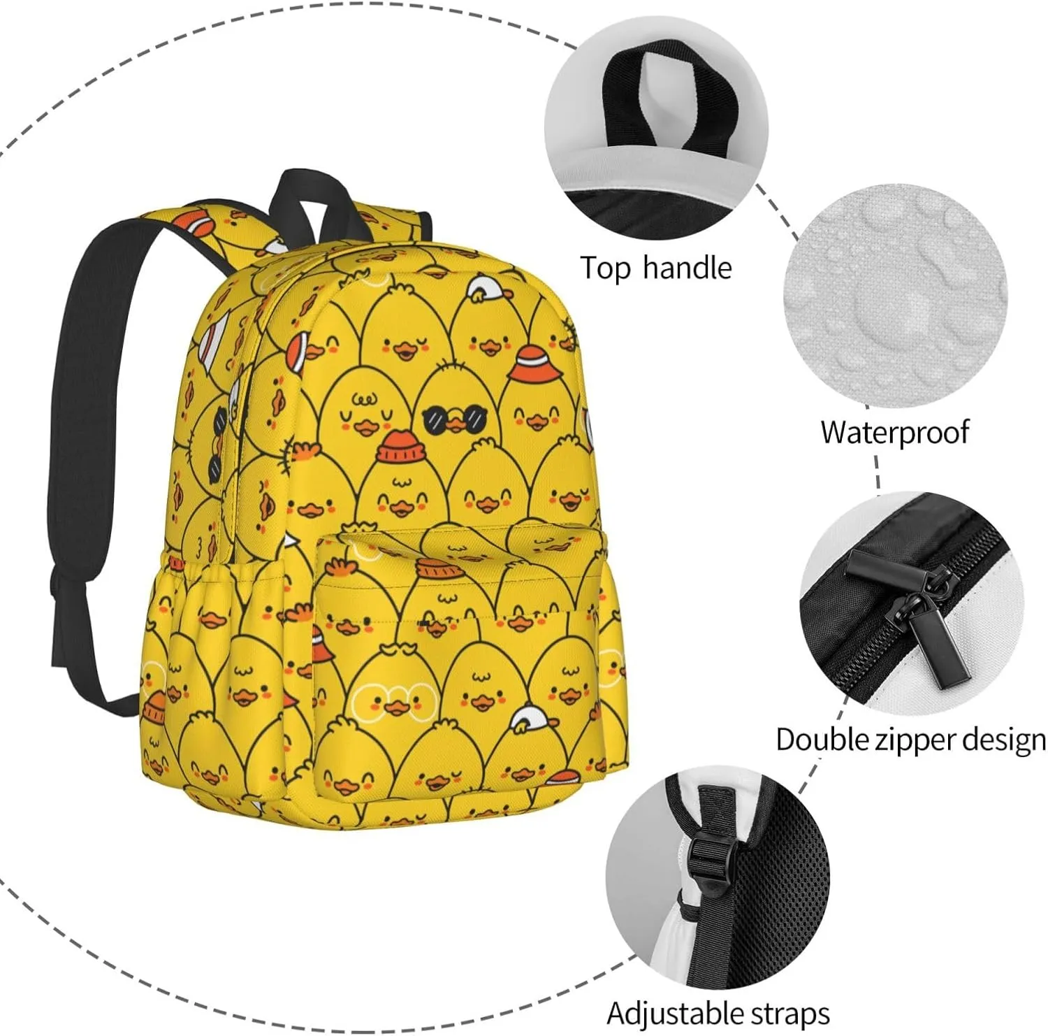 Duck Backpack Laptop Backpack Lightweight Backpacks Casual Daypack For Women Men Travel Hiking
