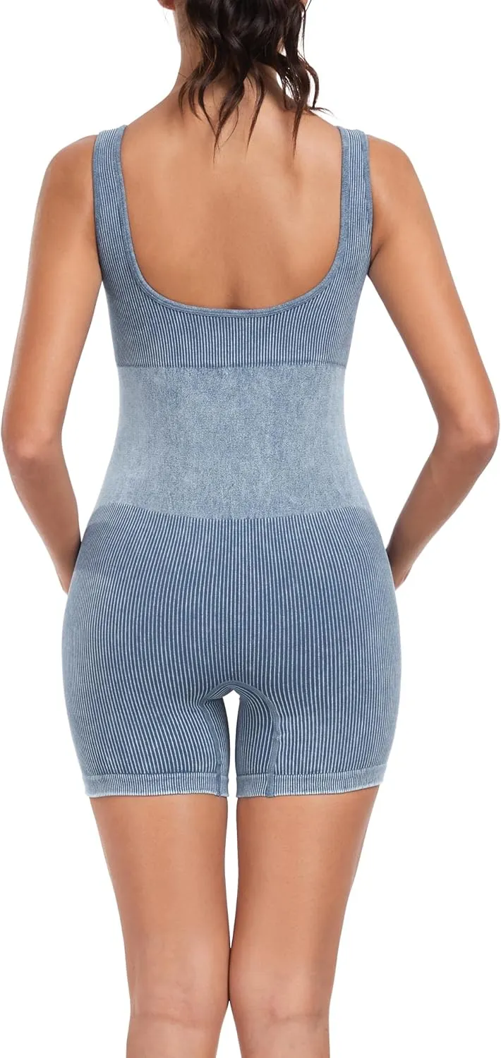 EastElegant Maternity Seamless Yoga Jumpsuits Women's One Piece Workout Bodysuits Ribbed Square Neck Romper
