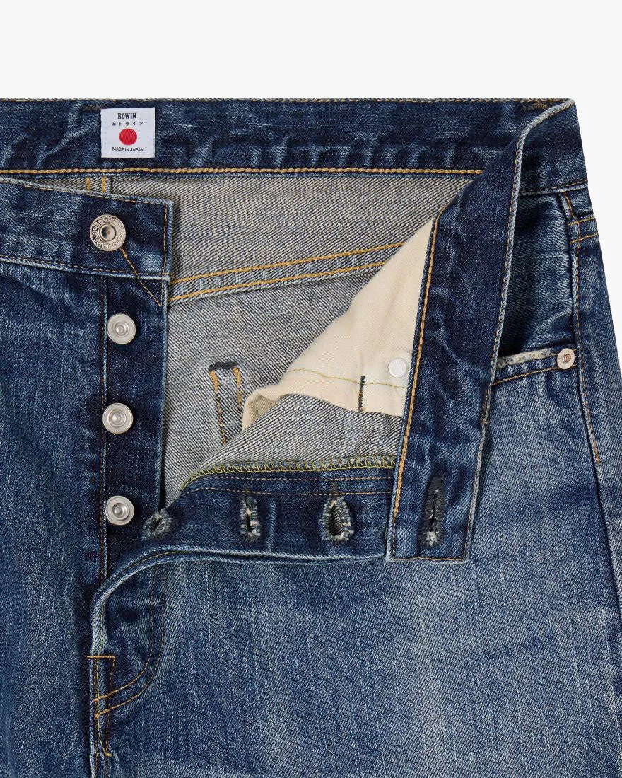 Edwin Made in Japan Loose Fit Mens Jeans - 14oz Kurabo Recycled Red Selvage Denim / GD Eco Stone