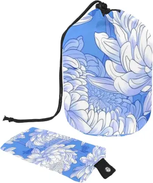Elegant White Peony Travel Cosmetic Bags Makeup Bag for Women, Foldable Drawstring Travel Cosmetic Bags, Portable Toiletry Bucket Bag