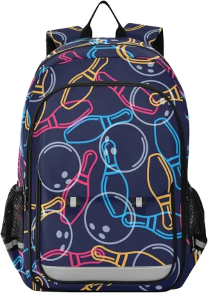 Fisyme Bowling Ball School Backpack Laptop Backpacks Bags Bookbag Travel Casual Computer Notebooks Daypacks