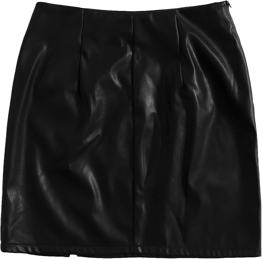 Floerns Women's Faux Leather Bodycon Split Mini Skirt