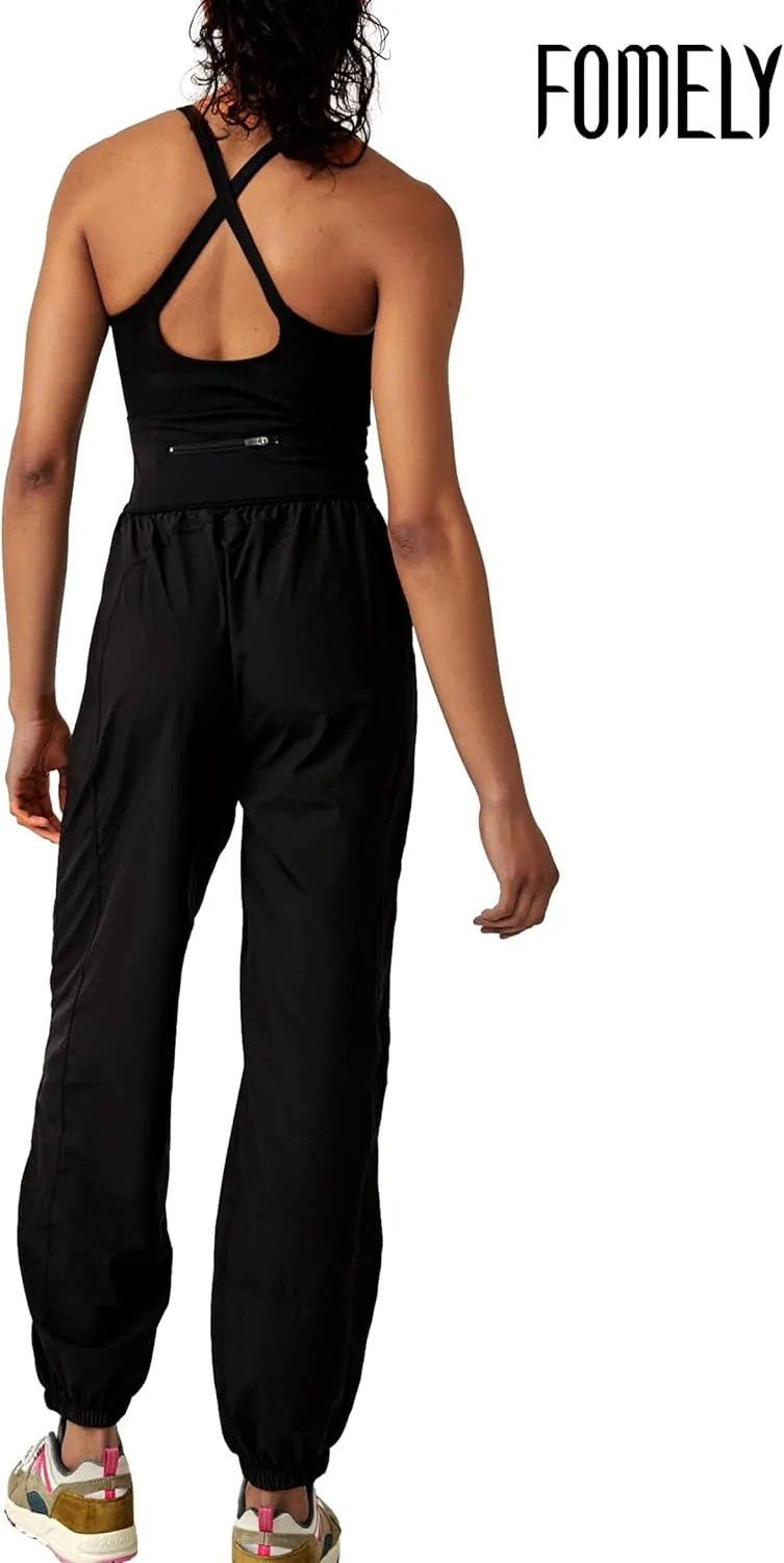 FOMELY Womens Running Onesie Workout Athletic Rompers One Piece Outfits Gym Overall Jumpsuits with Pockets
