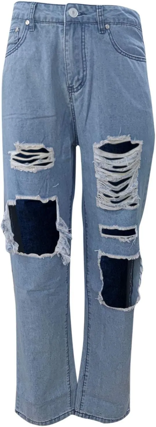 Franhais Women Wide Leg Denim Pants Fashion High Waist Straight Leg Baggy Flared Y2K Jeans Trousers Streetwear